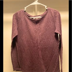 Burgundy/purple long sleeve shirt.